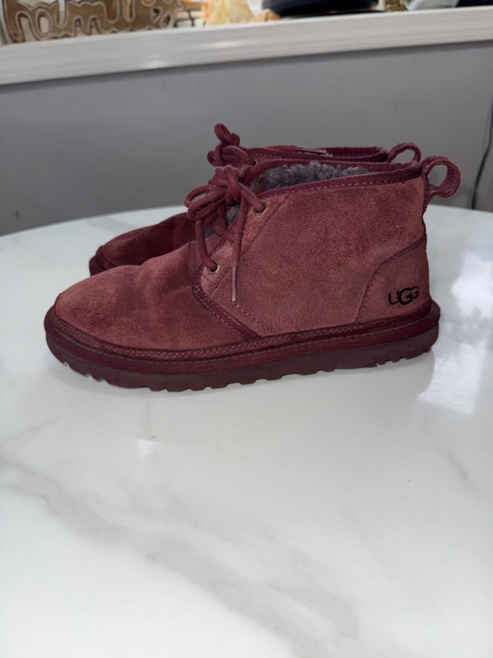 UGG Wine Suede Sheepskin-Lined Lace-Up Chukka Boots - Picture 2 of 7